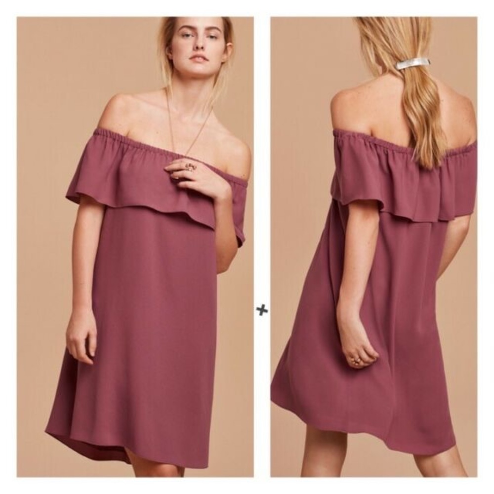 Aritzia Wilfred Red Off The Shoulder Ruffle Dress